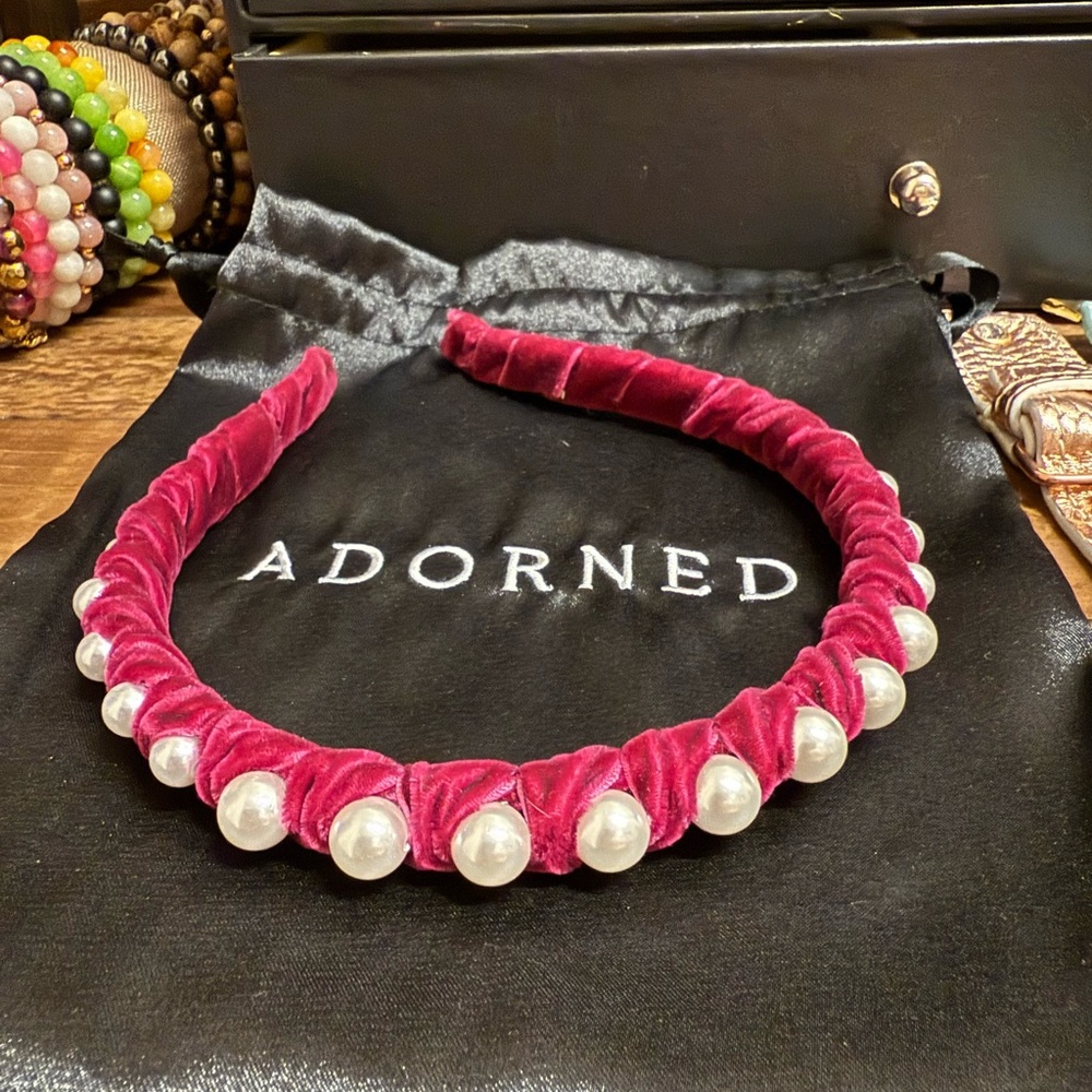 Adorned Velvet Pearl Headband